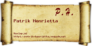 Patrik Henrietta névjegykártya